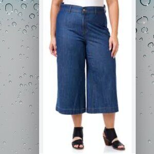 Nanette Lepore Jolie super high rise crop wide leg stretch denim size 12